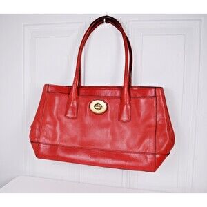 Vtg Coach Y2K Cherry Red Hampton Madeline Turnlock Satchel #12480 RARE EUC
